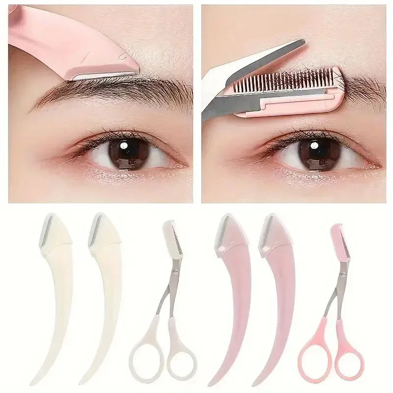 Eyebrow Trimmer & Shaping Kit — Razor, Scissors & Comb Set for Perfect Brows at Home